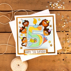 Cartes d'anniversaire unisexes faites main pour les 1er et 5e anniversaires pour princes et princesses - Cartes d'anniversaire pour les 1 à 5 ans - Cartes d'anniversaire pour enfants