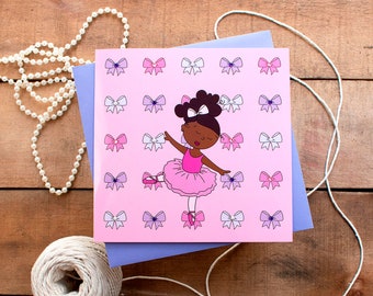 Ballerina Birthday Card - Cute Cards Blank - Black Girl Magic - Cute Illustrations - Cards for Girls