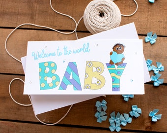 Welcome to the World Baby - Cute Illustrations - New Arrival - Baby Boy Cards - Its a Boy