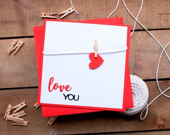 Small Heart - Thinking of You - Handmade Greeting Card - Love you Card - I Love You - Anniversary Card - Valentines Card