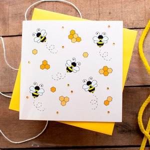 Cute Illustrations - Bumble Bee Print - Honey Bee Card - Blank Card for Her - Bees