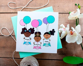 Black Girl magic - Cute Illustrations - Princess Birthday Card - Cards for Girls