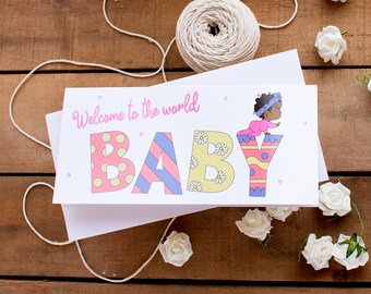 Welcome to the World Baby - Cute Illustrations - New Arrival - Baby Girl Cards - Its a Girl