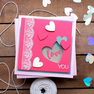 Girly Girl - Tarjetas para niñas - Te amo - Tarjeta de princesa - Tarjeta rosa - Tarjetas de felicitación hechas a mano para ella