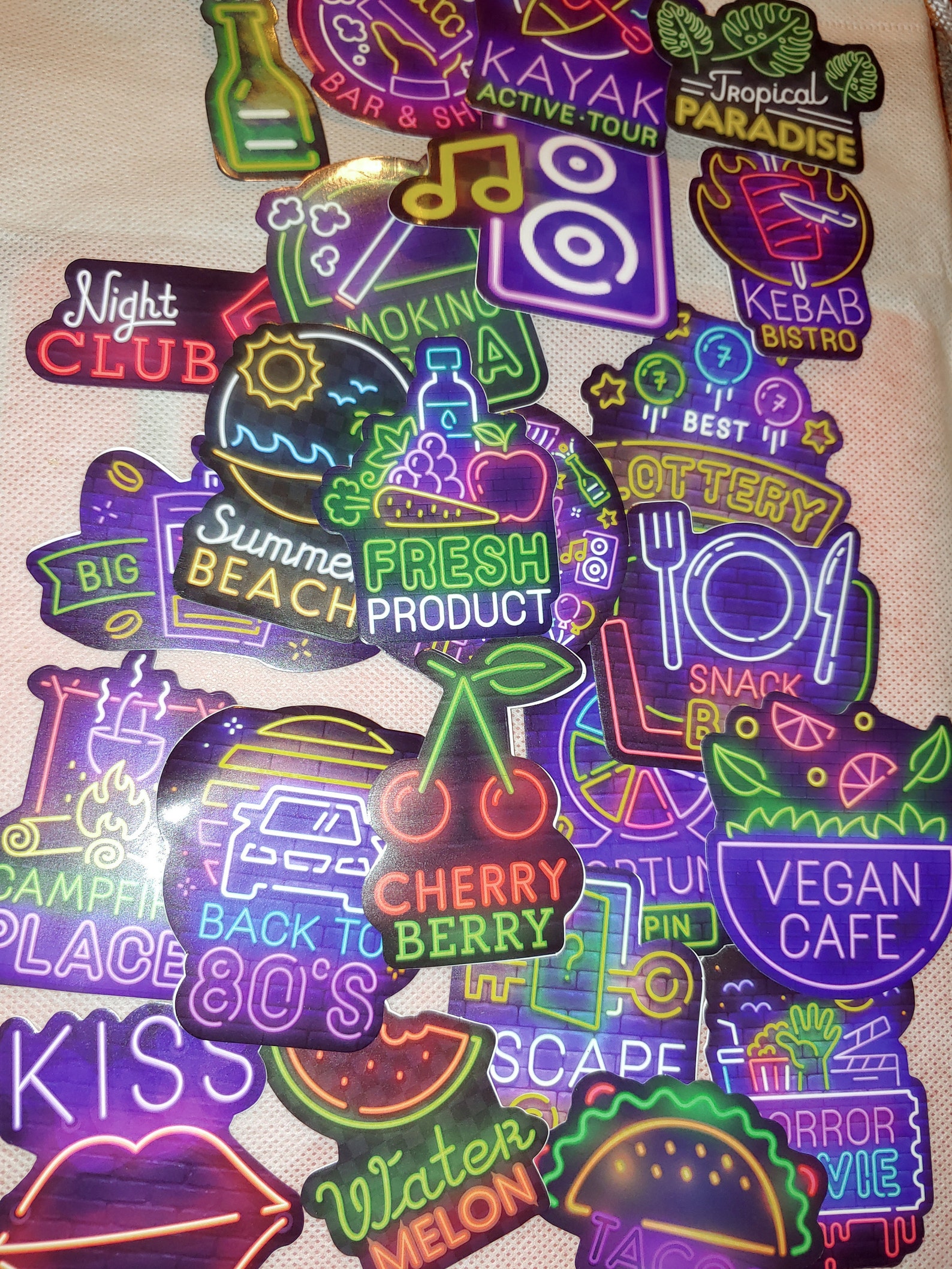 25 Neon Black Light Stickers Lot Etsy