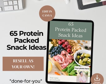 65 Protein Snacks with Resell Rights, Health Coach Lead Magnet, Nutrition Coach, Done for you, PLR ebook, Wellness Coach, Protein snacks