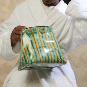 Handmade Green Tiger Cosmetic, waterproof, travel and Essentials Pouch - Large