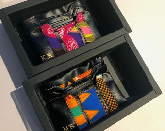 Personalized Vegan Leather Card Holder Wallet: African Ankara Print