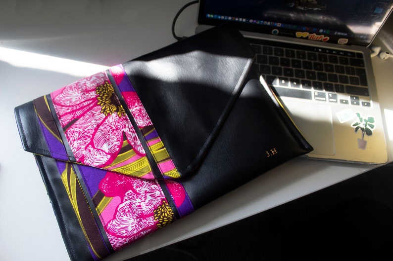 Floral Ankara Laptop Sleeve/ Case_ Device Case MacBook, Laptops, Tablets with Ankara / African print Fabric Detail image 3