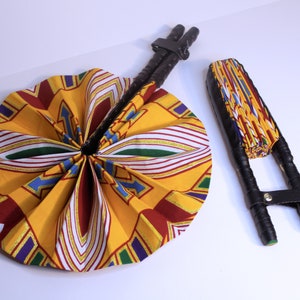 African Ankara Print Handheld Folding Hand Fan- Modern Kente Print