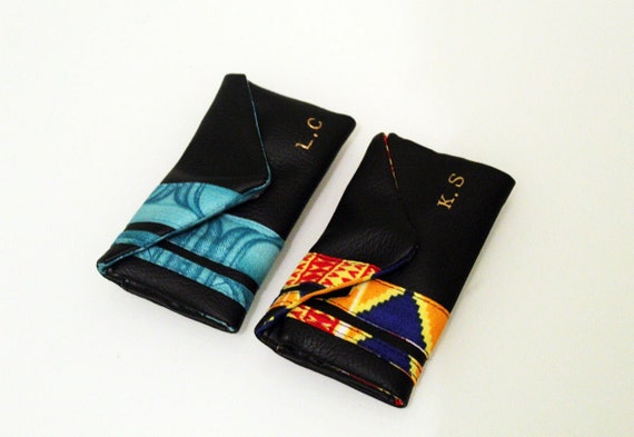 Ankara Fabric Card Holder Wallet: Handmade Vegan Leather Accessory