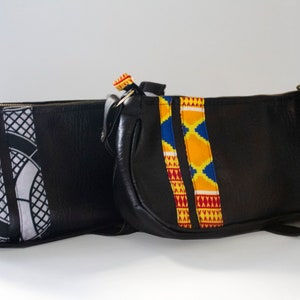 Shoulder Bag _ Handmade/ 90's style/ Y2K/ Authentic Kente, African Print / Vegan Leather image 7