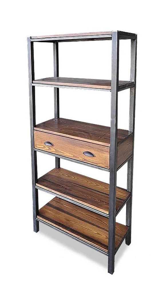 Metal bookcase with drawerindustrial style modern Etsy