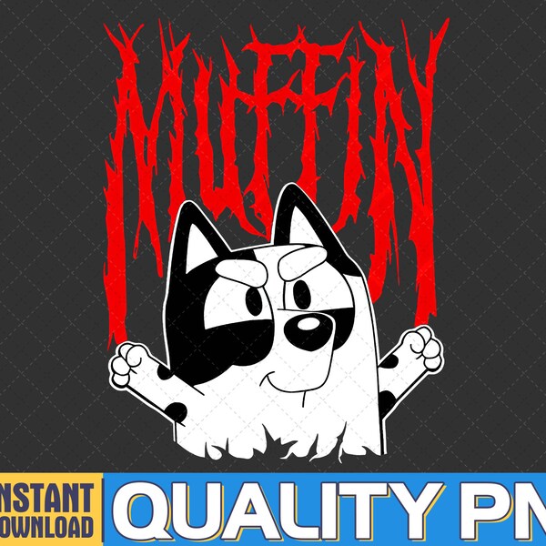 Bluey Muffin Metal PNG, Bluey Emotions PNG, Muffin Bluey PNG, Bluey Muffin png, Muffin Birthday Bluey Cartoon, Muffin Heeler, digitale Datei