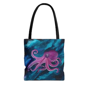 Colorful Octopus Tote Bag - Ocean Lover&#39;s Shopping Bag, Beach, Eco-Friendly Gift, Animal Print, AOP Design