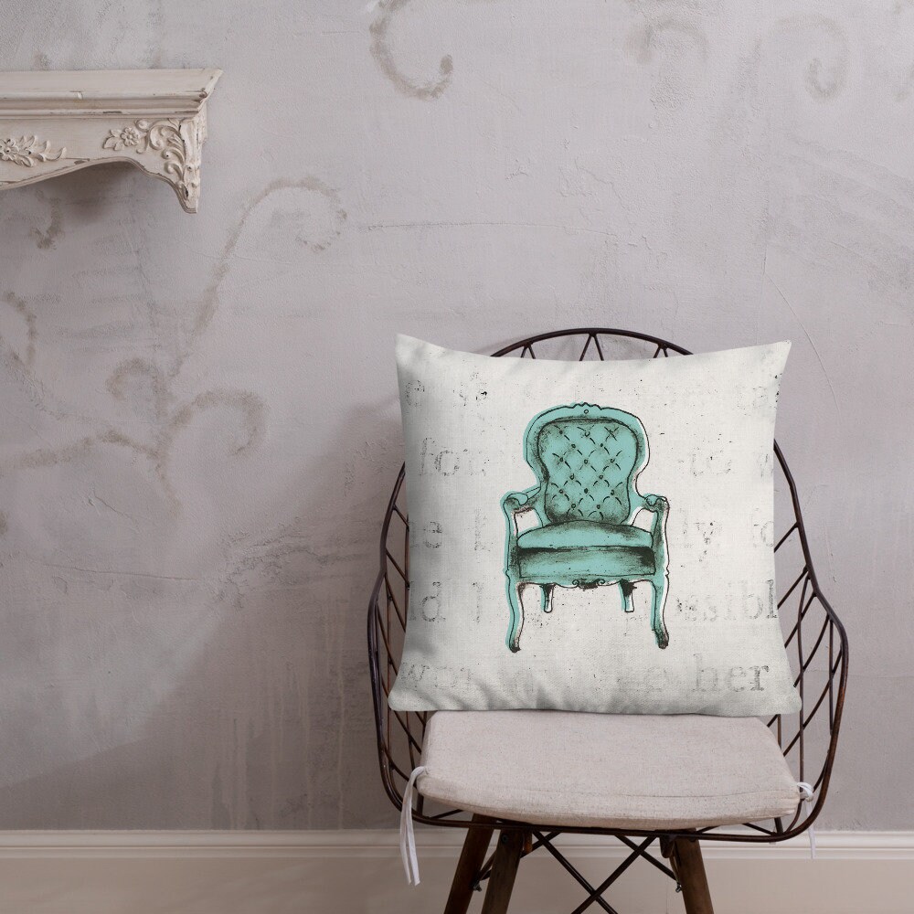 Blue Chair, Printed Throw Pillow Etsy UK