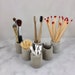 Concrete storage pot. Grey toothbrush holder makeup brush matches cosmetics. Industrial smart minimal scandi. Non-plastic plastic free 