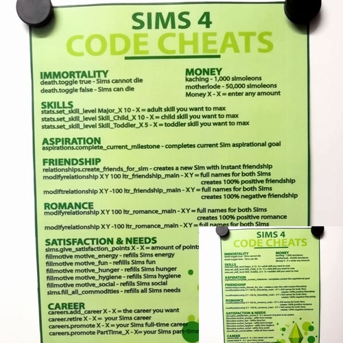 Sims Cheats Poster DIGITAL DOWNLOAD Sims 4 Poster Gaming Etsy