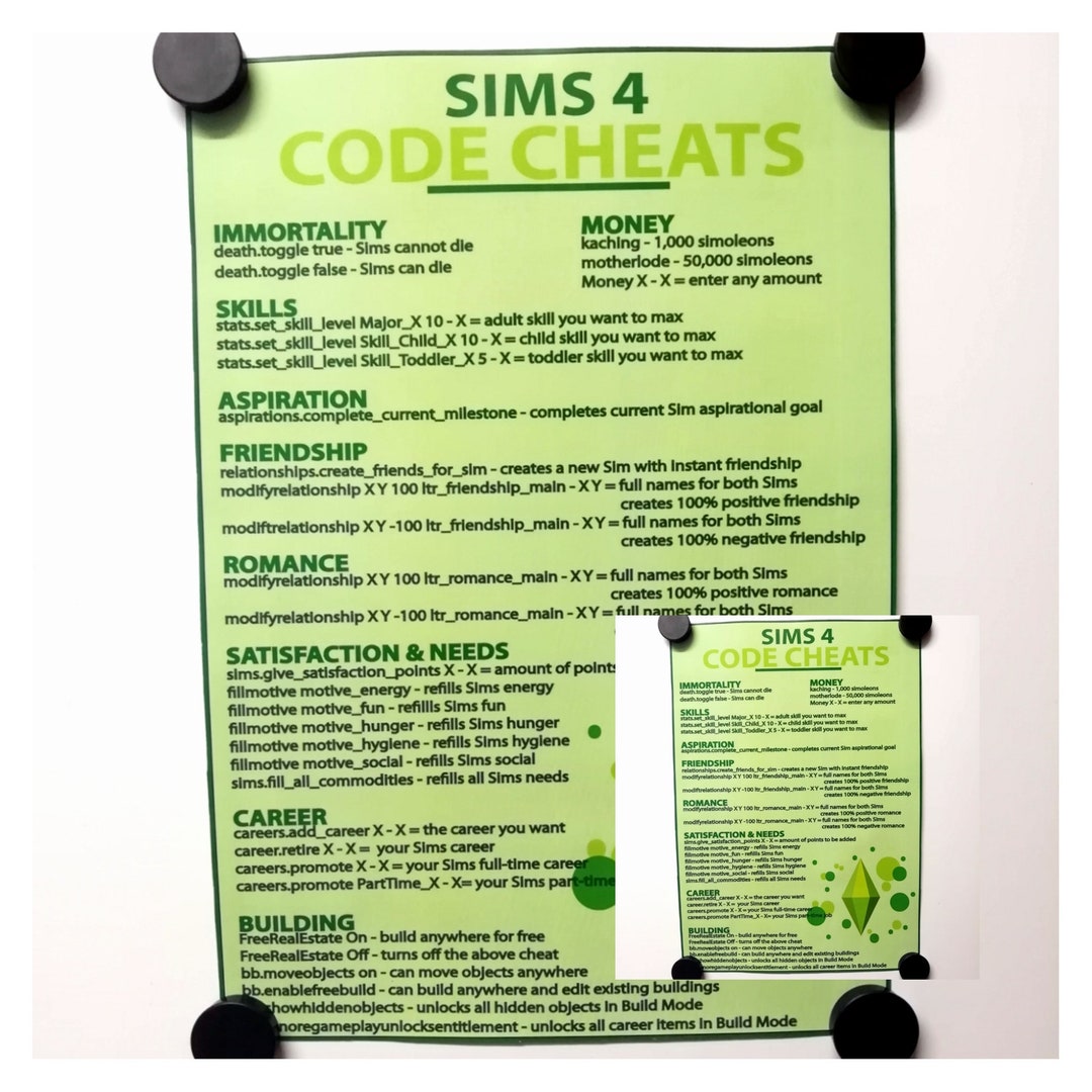 The Sims 4 Cheats, Codes & Unlockables, PDF