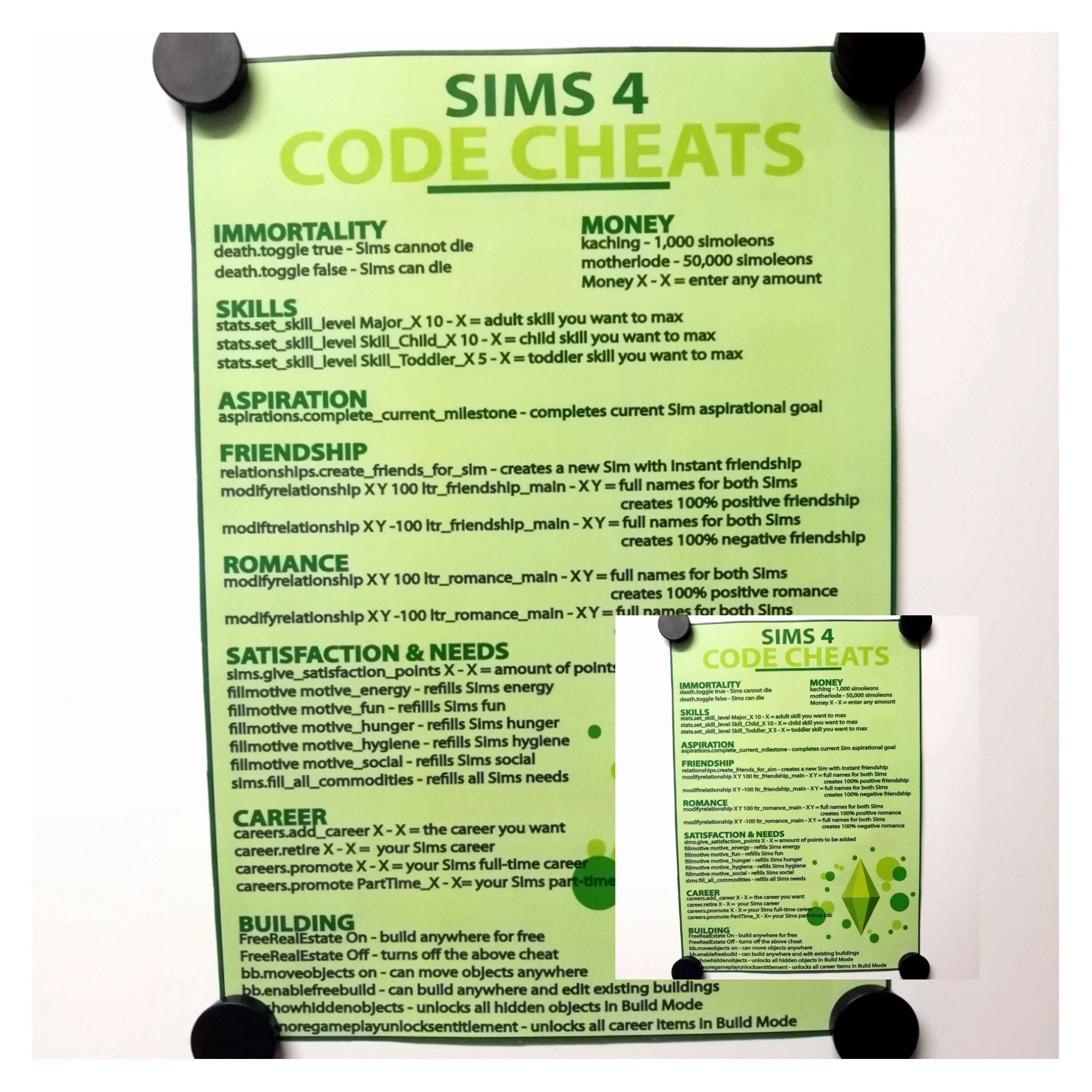 Sims Cheats Poster DIGITAL DOWNLOAD Sims 4 Poster (Download Now) 