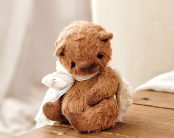 Bär mit Engelsflügeln Handgefertigter Teddybär Miniaturbär Sammler-Teddybär Engel Süßes Spielzeug Künstlerbären Kleiner Teddybär Selbstgemachte Bären