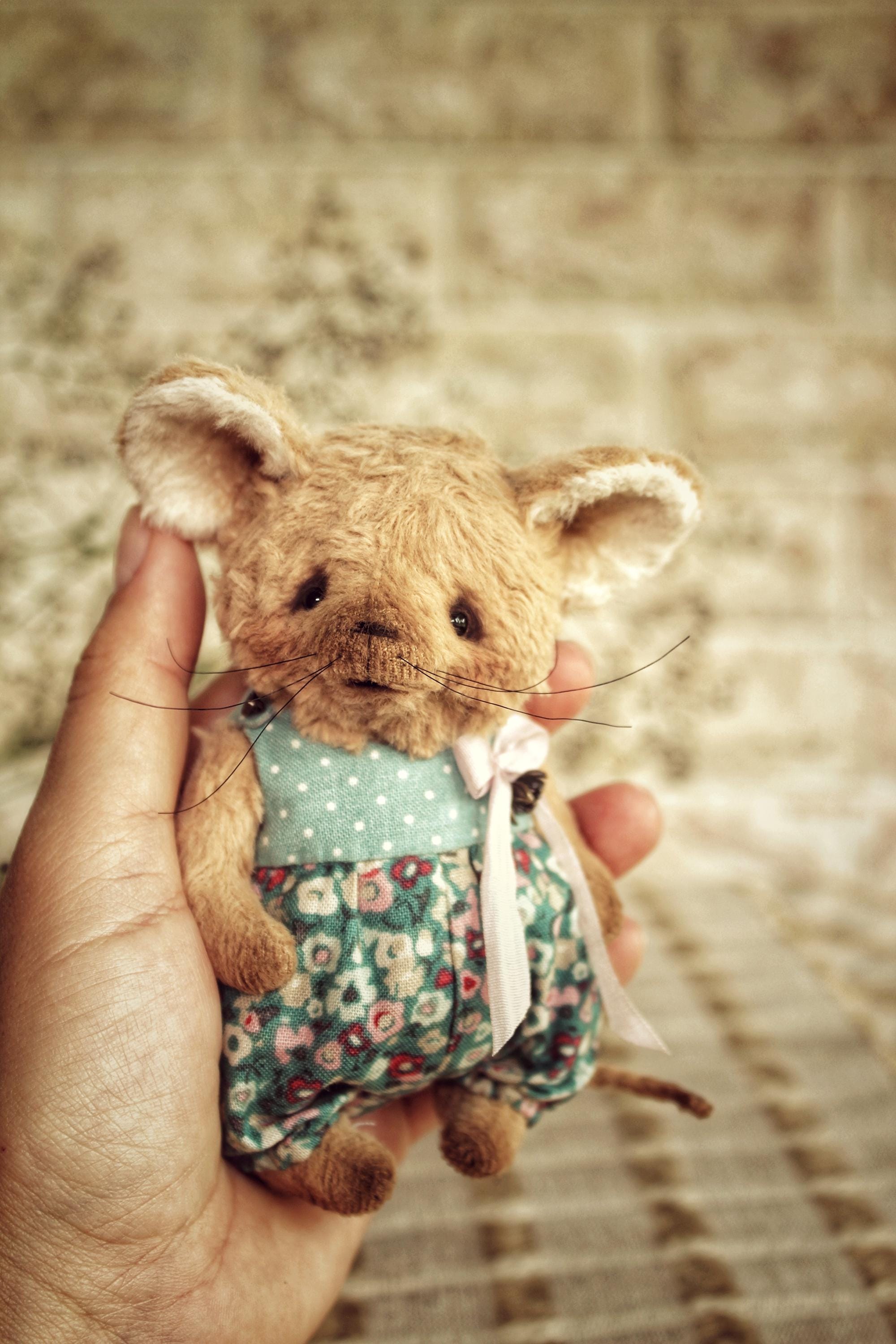 Teddy Mouse Handmade Teddy Mouse Art Doll. Collectible Animal Toy OOAK - Etsy