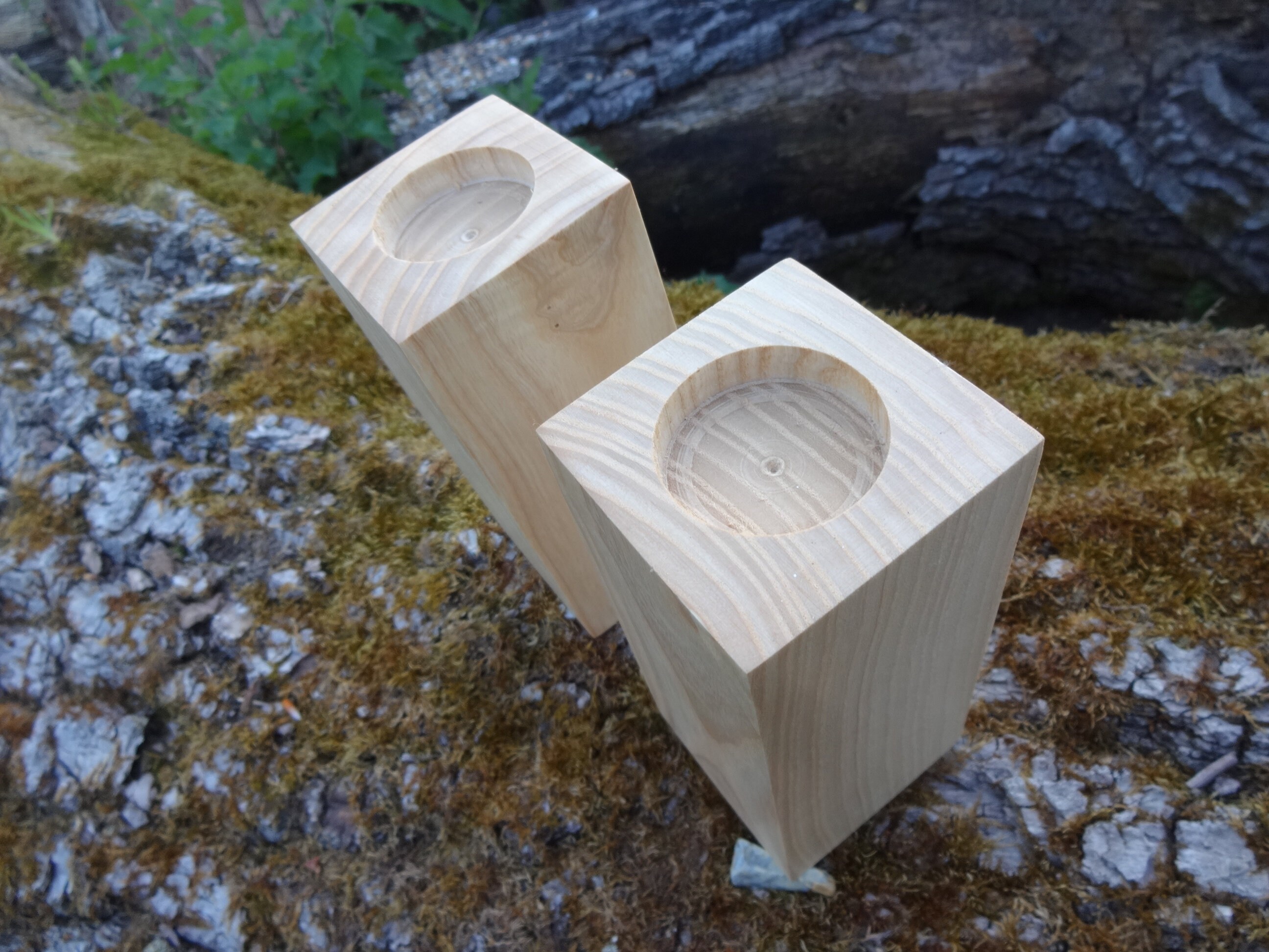 2 Ash Wood Tea Light Holders Etsy