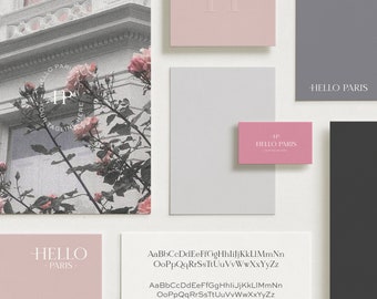 Hello Paris, Semi-Custom Brand Kit, Premade Brand kit, Premade Logo Design, Brand Package