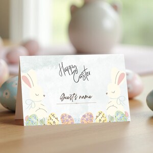 Modello di segnaposto pasquale / Modificabile in Canva / Etichetta con nome da tavolo stampabile / Decorazione per brunch primaverile / Biglietto con nome pasquale modificabile / Decorazione pasquale