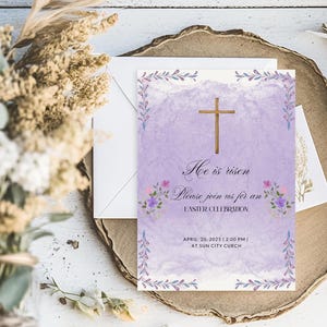 Easter Church Invite | Watercolor He is Risen Invitation | Digital Download | Printable Easter Celebration Flyer | Church Event Template