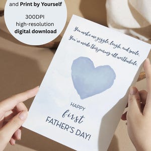 Primeiro cartão de Dia dos Pais do bebê – PDF para impressão – Cartão com coração – Presente de bebê menino ou menina – Download digital Cartão de Dia dos Pais