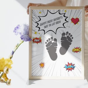 Erstes Vatertagsgeschenk, Erster Vatertag druckbares Herz mit Füßen, Vatertagskarte Babyfüße, Geschenk für Papa zum ersten Mal, Baby-Fußabdruck