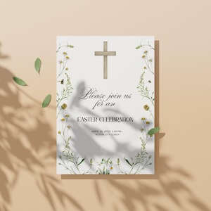 Easter Celebration Invitation | Floral Christian Invitation | Printable Easter Service Invite | Easter Invite Church