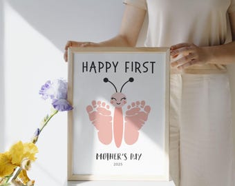 Eerste Moederdagcadeau | Afdrukbare voeten voor eerste Moederdag | Moederdagkaart Baby Voeten | Voetafdruk baby | Cadeau voor eerste keer moeder