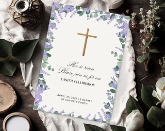 Easter Church Invite | He is Risen | Digital Download | Easter Celebration Invitation | Printable Church Event Flyer