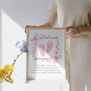 Erste Muttertagsgeschenk, erste Muttertag Floral bedruckbar mit Füßen, Muttertagskarte Babyfüße, Geschenk für Mama zum ersten Mal, Baby Fußabdruck