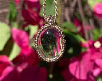 Handmade Clear Quartz Macrame Necklace: Dainty Crystal Pendant