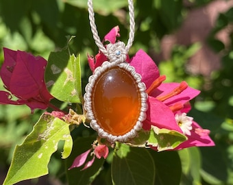 Carnelian Necklace Orange Hot Stuff Stone Macrame - Etsy display picture 3