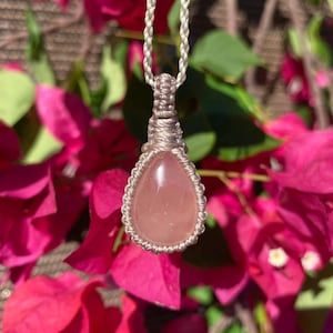 Love | Rose Quartz Macrame Necklace, Dainty Rose Quartz Necklace, Gift Ideas, Healing Stones, Crystal Necklaces, Boho