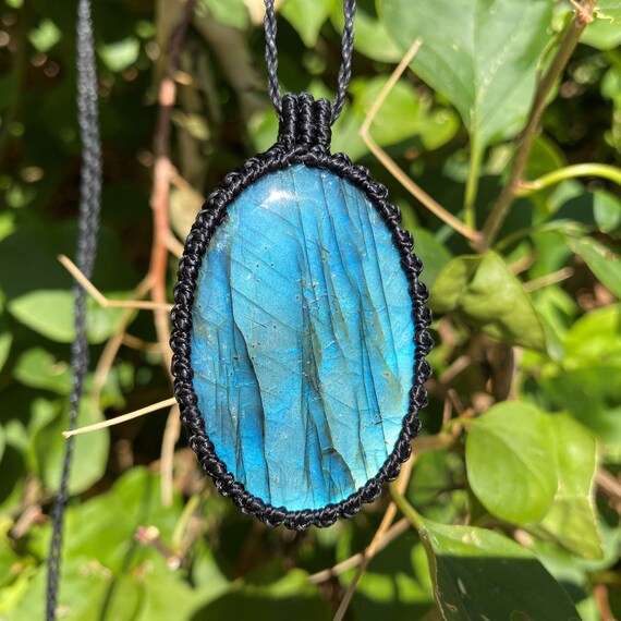 Healing Labradorite Macrame Necklace Macrame Jewelry Labradorite