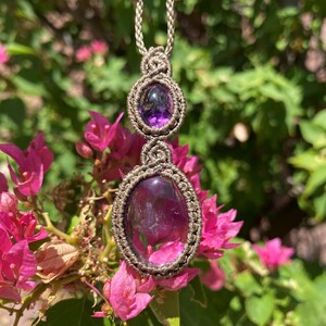 Handmade Ametrine Macrame Pendant Necklace: Crystal Healing Jewelry