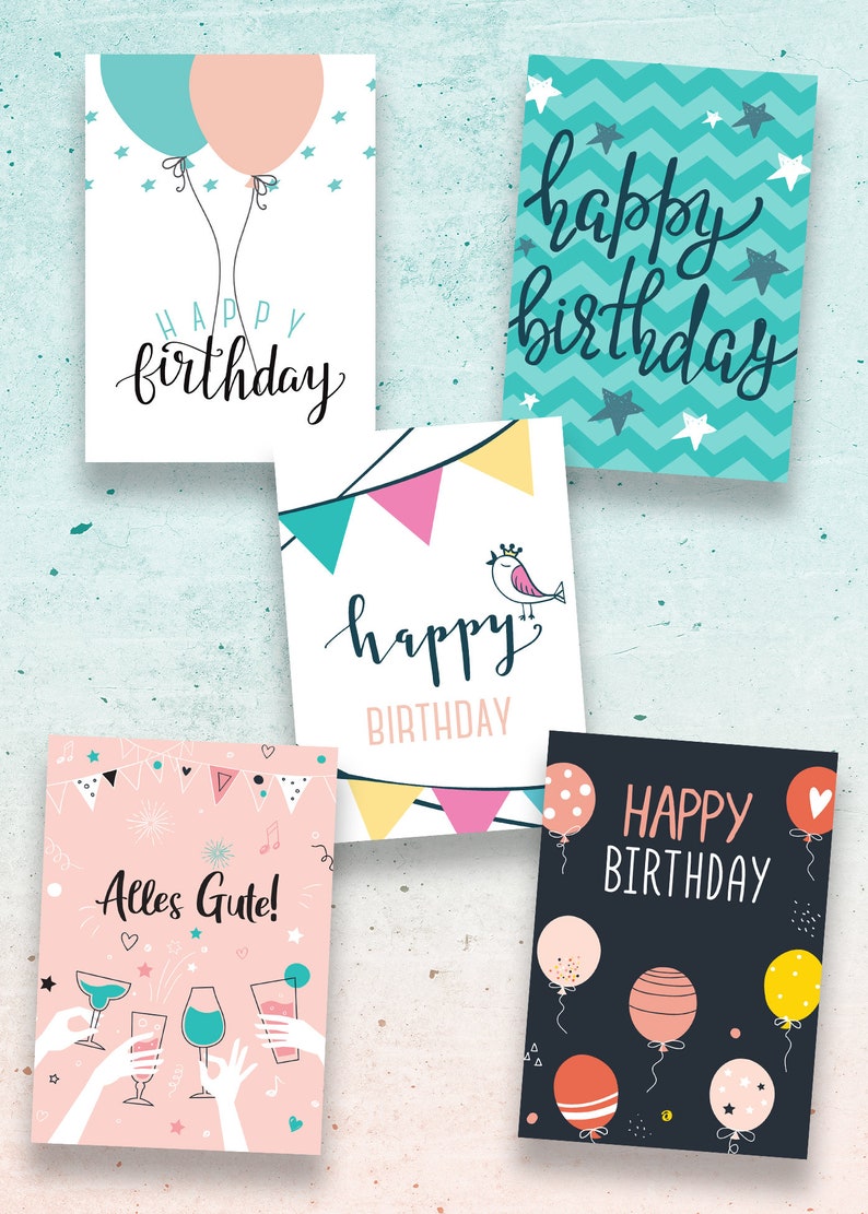 Cartes d'anniversaire Friendly Fox, 20x cartes de vœux d'anniversaire, cartes postales de joyeux anniversaire DIN A6, set 2 image 7