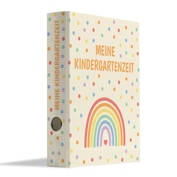 Regenbogen Sammelordner Kinder, Erinnerungen Kindergarten Ordner, Meine Kindergartenzeit Portfolio Ordner DIN A4 Ordner