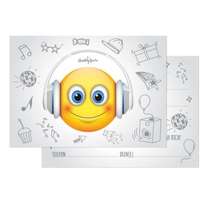 Friendly Fox DJ Smiley Einladung, 12x Einladungskarten Kindergeburtstag Emoji, Geburtstagseinladung