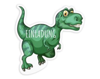 Friendly Fox T-Rex Dino Einladung, 12x Einladungskarten Dinosaurier Trex zum Kindergeburtstag Junge Mädchen, Dinoparty, Tyrannosaurus Rex