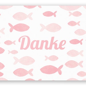 Friendly Fox Dankeskarten Fische, 12x Danke Karten - Motiv "Fische", DIN A6 Klappkarten mit Umschlag, Danke Taufe Kommunion Konfi Hochzeit