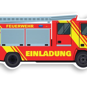 Friendly Fox Feuerwehr Einladung, 12 Einladungskarten Kindergeburtstag Feuerwehrauto , Geburtstagseinladung in Feuerwehr Form, DIN LANG