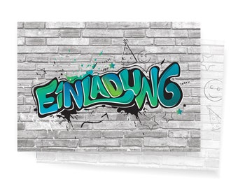 Friendly Fox Graffiti Invitation, 12x Cartes d'invitation Graffiti Anniversaire d'enfant Graffiti Art, Invitation d'anniversaire