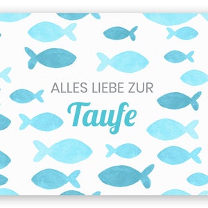 Friendly Fox Karte Taufe "Fische", 1x DIN A6 Taufkarte mit Umschlag, Klappkarte, Karte zur Taufe inkl. Briefumschlag, Taufe Junge Mädchen