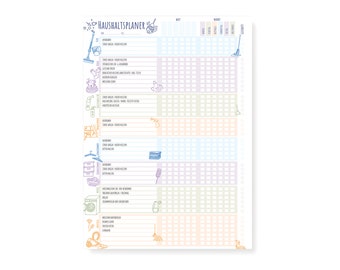 Friendly Fox Family Household Planner with Tasks, DIN A4 Task Planner for Household, Family, Shared Apartment, Cleaning Schedule for the Household